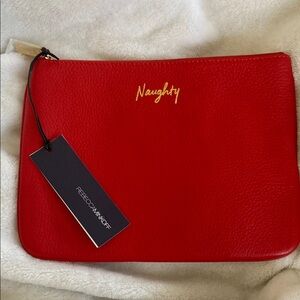 Rebecca Minkoff ❤️ Vibrant Red Clutch with Gold Text and Zipper Closure